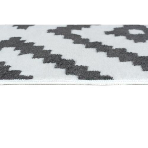 Tapis Salon Moderne Blanc Gris Géométrique 140 X 200 Cm Luxury