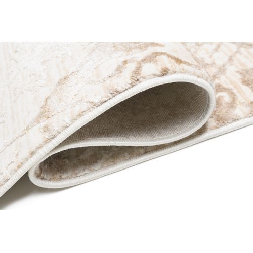 Tapis Salon Chambre Brillant Crème Beige Vintage Floral Moucheté Effet 3d 80x150 cm