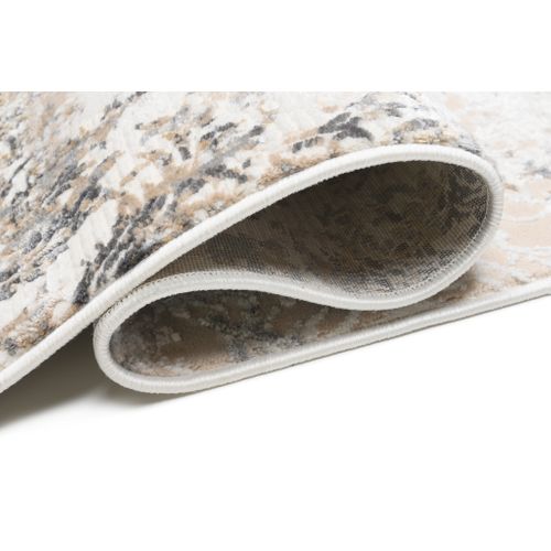 Tapis Salon Chambre Brillant Crème Beige Gris Vintage Ornamental Effet 3d 120x170 cm