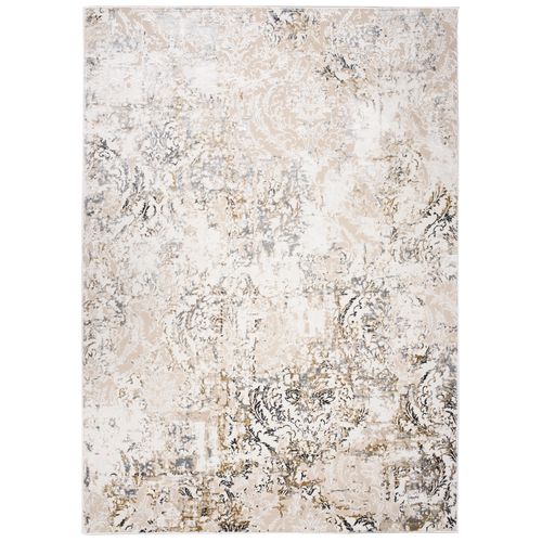 Tapis Salon Chambre Brillant Crème Beige Gris Vintage Ornamental Effet 3d 120x170 cm