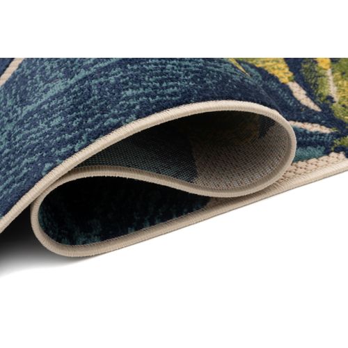 Tapis Extérieur Intérieur Vert Bleu Jaune Crème Feuilles 120x170 cm