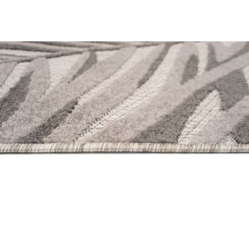 Tapis Extérieur Intérieur Gris Marron Feuilles 140x200 cm