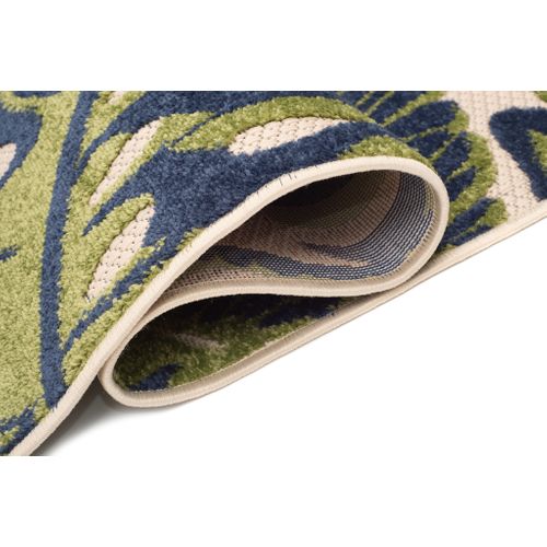 Tapis Extérieur Intérieur Vert Bleu Feuilles 120x170 cm