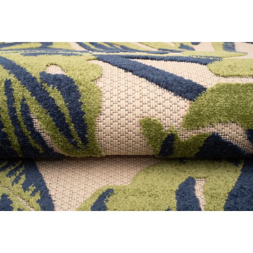 Tapis Extérieur Intérieur Vert Bleu Feuilles 120x170 cm