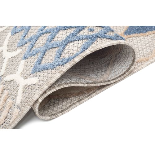 Tapis Extérieur Intérieur Bleu Gris Beige Ethno 200x300 cm