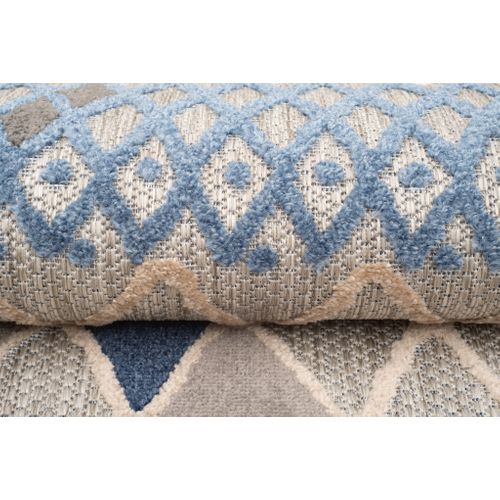 Tapis Extérieur Intérieur Bleu Gris Beige Ethno 200x300 cm