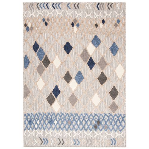 Tapis Extérieur Intérieur Bleu Gris Beige Ethno 200x300 cm