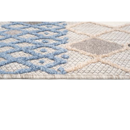 Tapis Extérieur Intérieur Bleu Gris Beige Ethno 200x300 cm