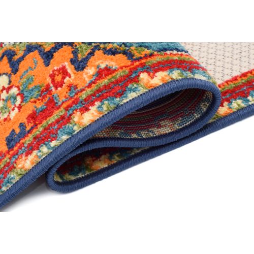 Tapis Extérieur Intérieur Crème Orange Ornement 80x150 cm