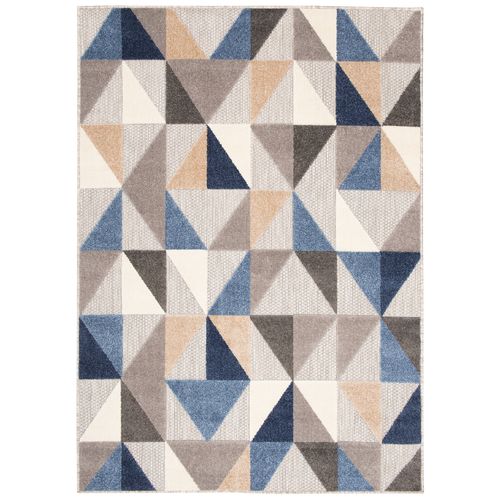 Tapis Extérieur Intérieur Bleu Beige Gris Mosaïque 120x170 cm