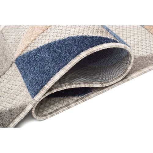 Tapis Extérieur Intérieur Bleu Beige Gris Mosaïque 200x300 cm