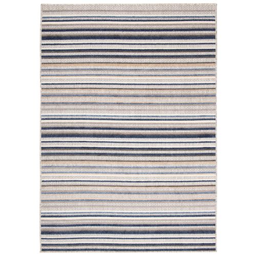 Tapis Extérieur Intérieur Bleu Beige Gris Rayures 120x170 cm