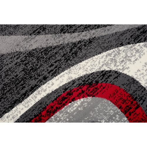 Tapis Salon Rectangle Rouge Gris Abstrait Vagues Fin Dream 120x170