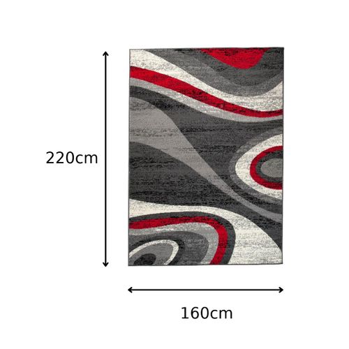 Tapis Salon Rectangle Rouge Gris Abstrait Vagues Fin Dream 160x220