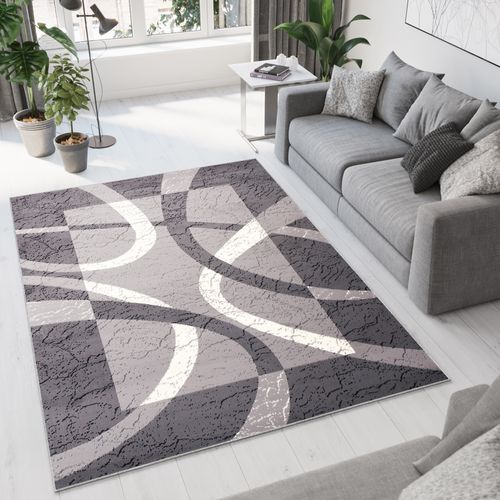 Tapis Salon Rectangle Gris Crème Abstrait Poil Court Dream 120x170