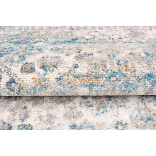 Tapis Salon Chambre Bleu Gris Rouge Jaune Vintage 200 X 290 Cm Lazur