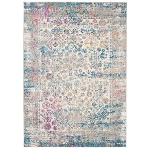 Tapis Salon Chambre Bleu Gris Rouge Jaune Vintage 200 X 290 Cm Lazur