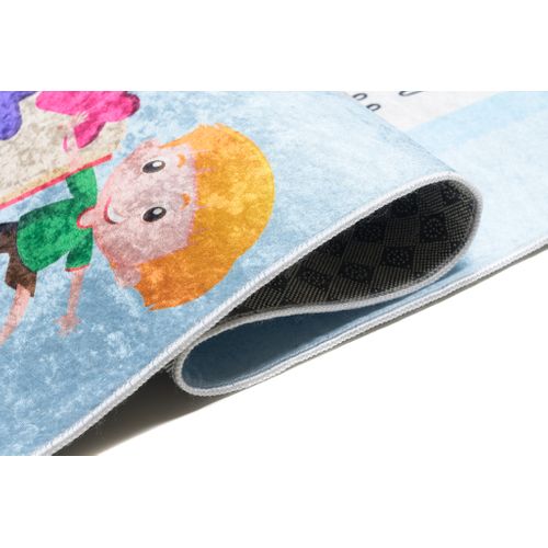 Tapis Enfant Bébé Bleu Multicolore Tableau De Multiplication 120x170 cm Emma