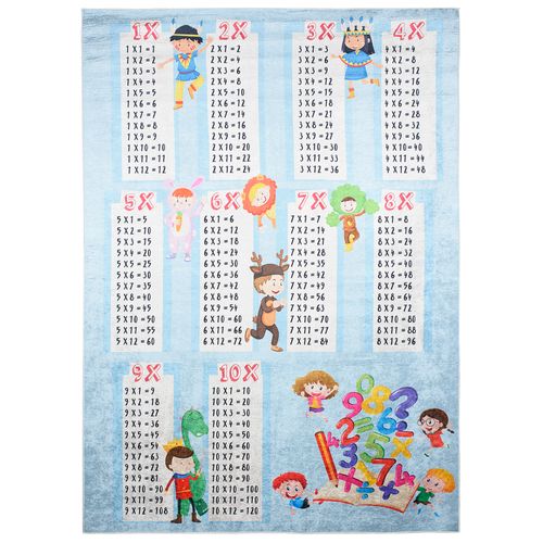 Tapis Enfant Bébé Bleu Multicolore Tableau De Multiplication 120x170 cm Emma