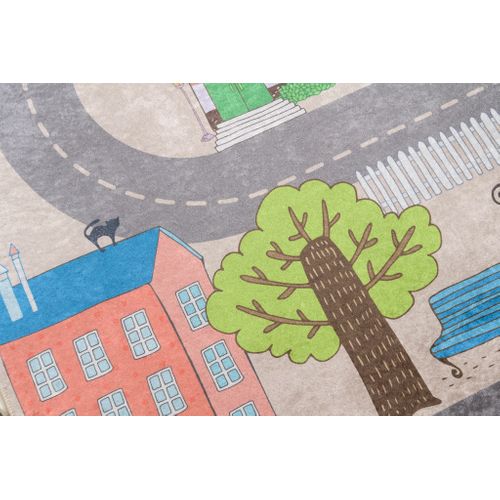 Tapis Enfant Bébé Multicolore Route Ville Fin Doux 160x230 cm Emma