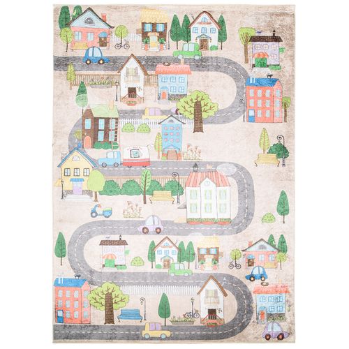 Tapis Enfant Bébé Multicolore Route Ville Fin Doux 160x230 cm Emma