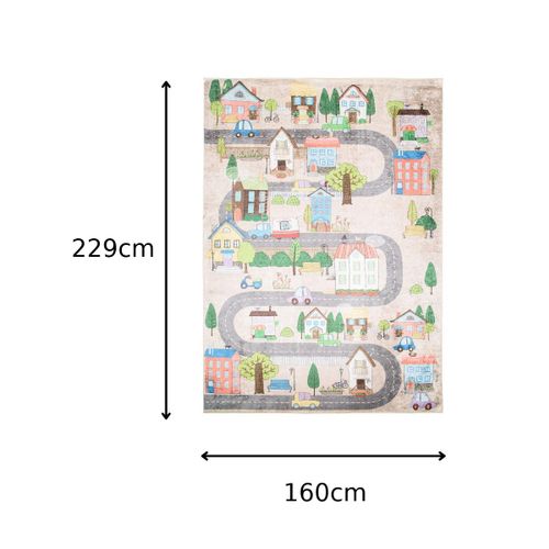 Tapis Enfant Bébé Multicolore Route Ville Fin Doux 160x230 cm Emma