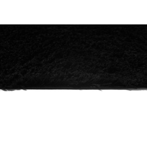Tapis Salon Noir Unicolore Moelleux Poil Long Shaggy 140 X 200 Cm