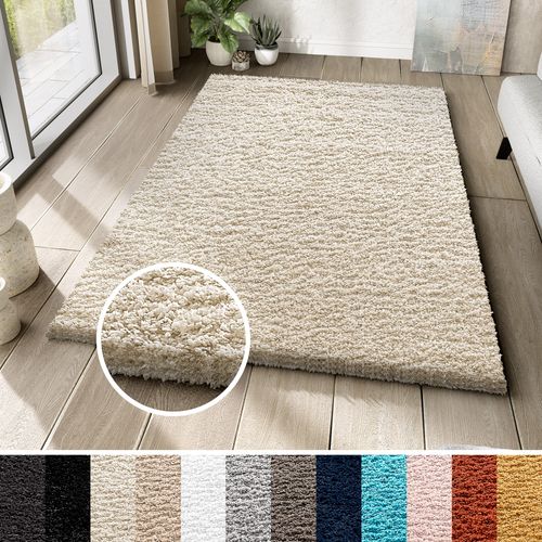Tapis Salon Beige Uni Moelleux Epais Poil Long Shaggy 300 X 400 Cm