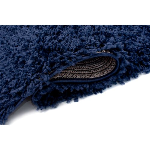 Tapis Salon Bleu Marine Uni Moelleux Poil Long Shaggy 240 X 330 Cm
