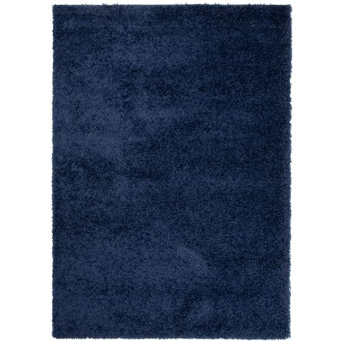 Tapis Salon Bleu Marine Uni Moelleux Poil Long Shaggy 240 X 330 Cm
