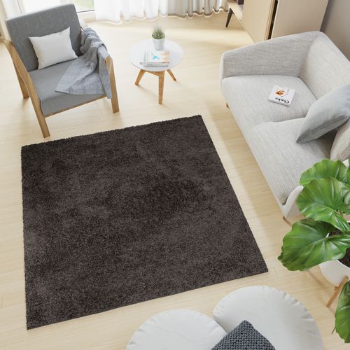 Tapis Carré Anthracite Moelleux Poil Long Shaggy 200 X 200 Cm
