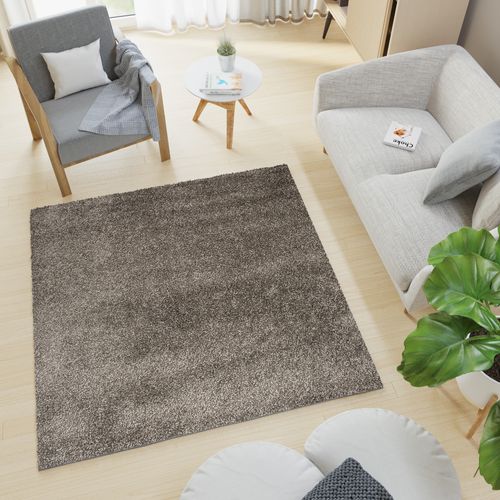 Tapis Carré Gris Foncé Moelleux Poil Long Shaggy 200 X 200 Cm