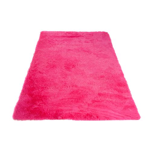 Tapis Salon Chambre Antidérapant Bébé Rose Fuchsia Uni Shaggy Super Doux Doux 120x170 cm