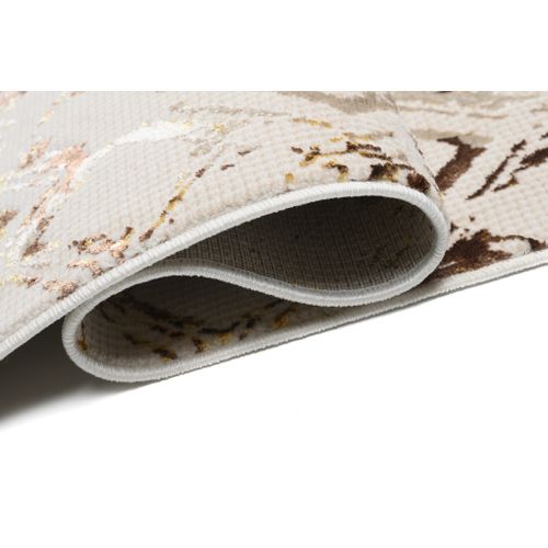 Tapis Salon Crème Or Brillant Géométrique Losanges Doux 160x230 Cm