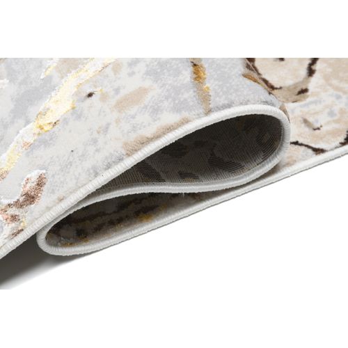 Tapis Salon Beige Marron Crème Or Gris Abstrait Doux 160 X 230 Cm