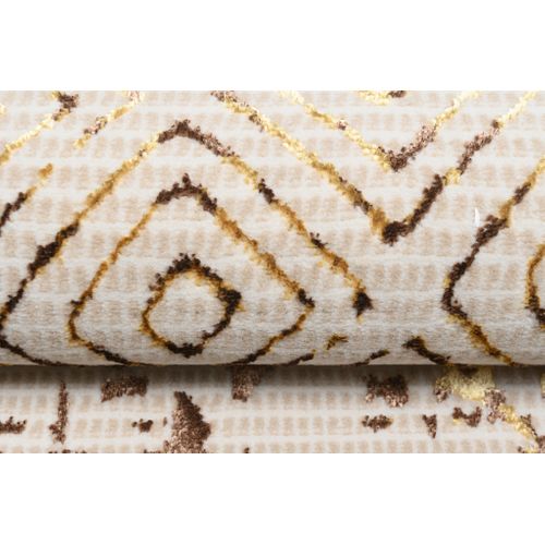 Tapis Salon Crème Beige Marron Or Patchwork Doux 120 X 170 Cm