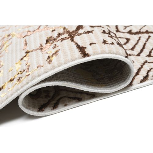 Tapis Salon Crème Beige Marron Or Patchwork Doux 120 X 170 Cm