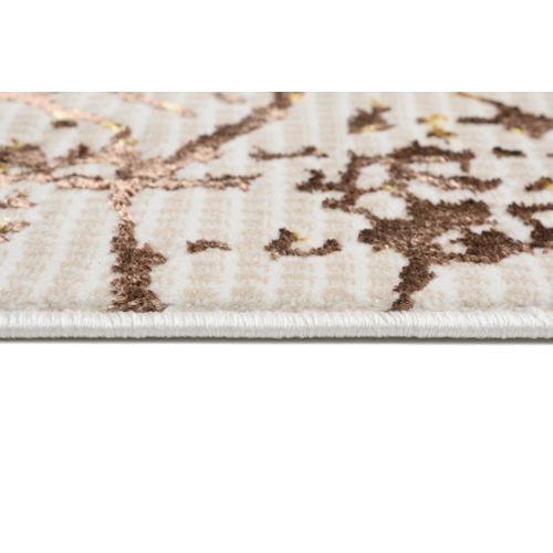Tapis Salon Crème Beige Marron Or Patchwork Doux 120 X 170 Cm