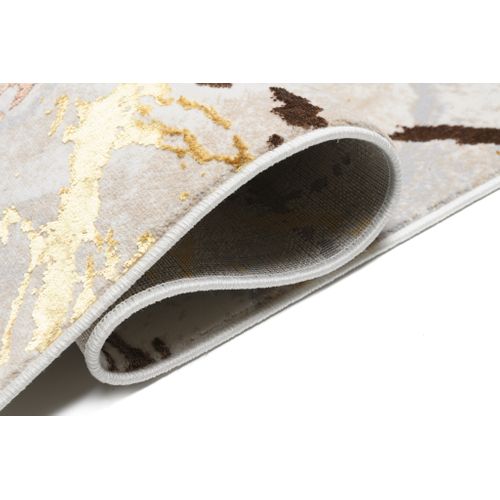 Tapis Salon Marron Or Beige Crème Abstrait Doux 160 X 230 Cm