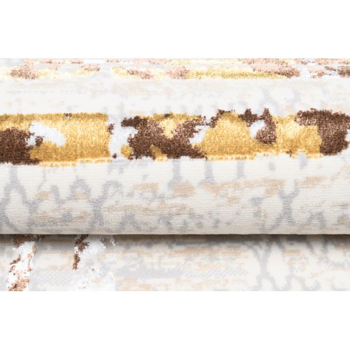 Tapis Salon Or Beige Gris Crème Marron Cadres Doux 200 X 300 Cm