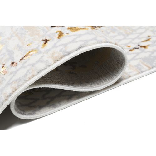 Tapis Salon Or Beige Gris Crème Marron Cadres Doux 200 X 300 Cm