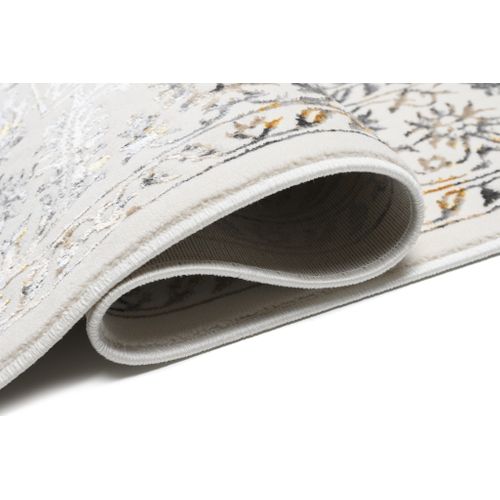Tapis Salon Vintage Crème Or Gris Beige Floral Doux 140 X 200 Cm