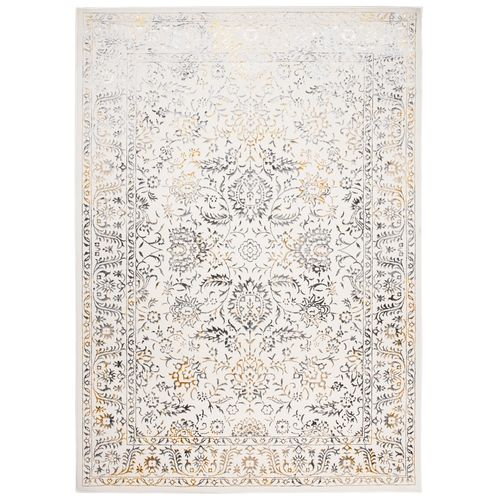 Tapis Salon Vintage Crème Or Gris Beige Floral Doux 140 X 200 Cm