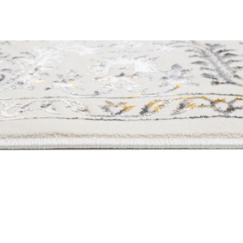 Tapis Salon Vintage Crème Or Gris Beige Floral Doux 140 X 200 Cm