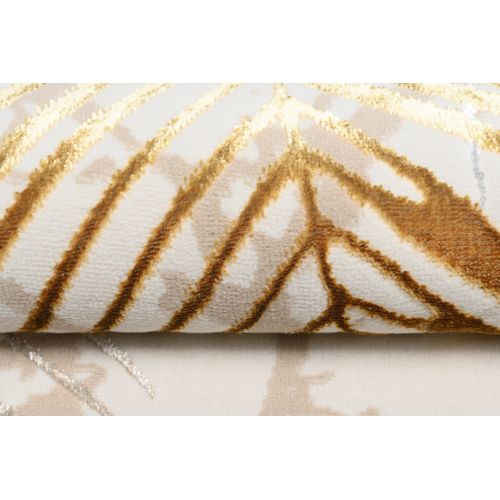 Tapis Salon Crème Or Beige Marron Gris Palmier Doux 140 X 200 Cm