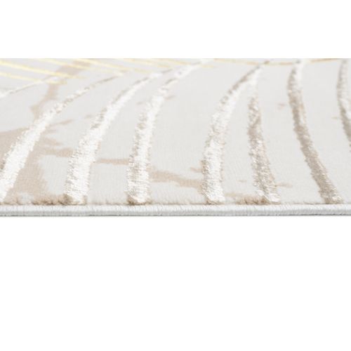 Tapis Salon Crème Or Beige Marron Gris Palmier Doux 140 X 200 Cm