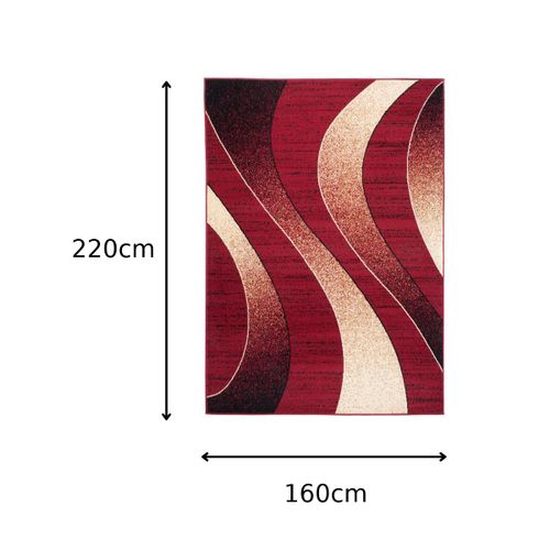Tapis De Salon Moderne Rouge Beige Vagues Fin Dream 160x220
