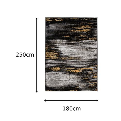Tapis De Salon Moderne Gris Noir Jaune Taches Fin Maya 180x250
