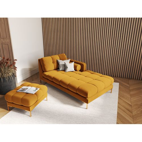 Pouf "bali" En Velours Jaune