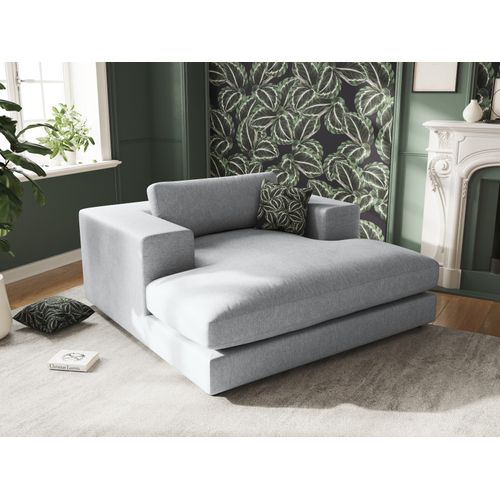 Méridienne "tendance" En Tissu Structurel Gris Clair